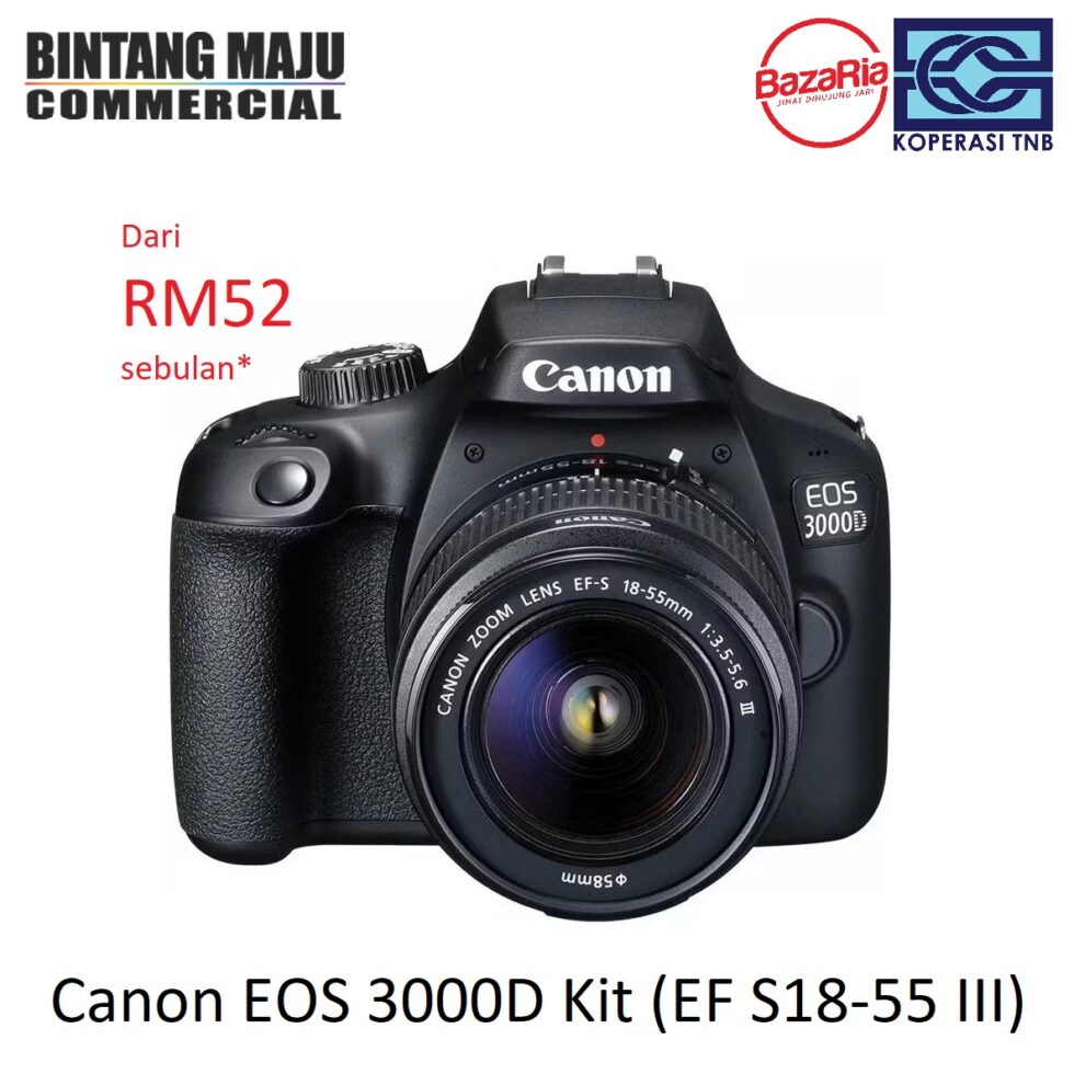Canon EOS 3000D Kit (EF S18-55 III) FOC Camera Bag