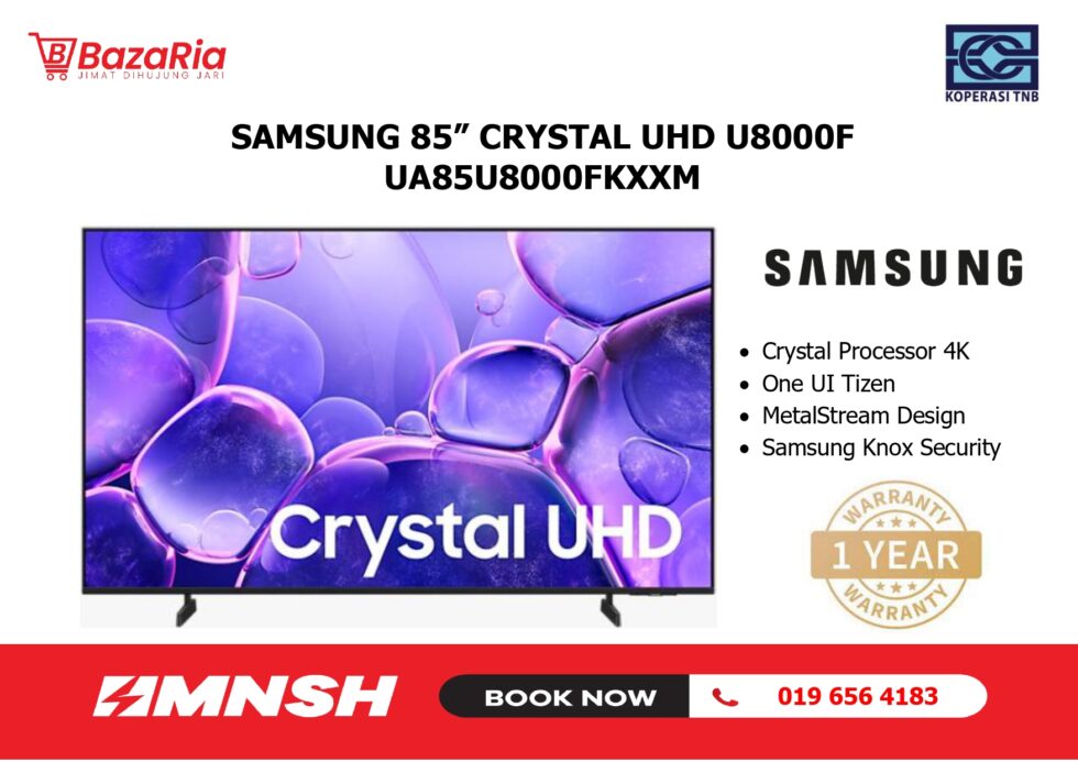 [MNSH] 85" SAMSUNG TV CRYSTAL UHD U8000F #UA85U8000FKXXM