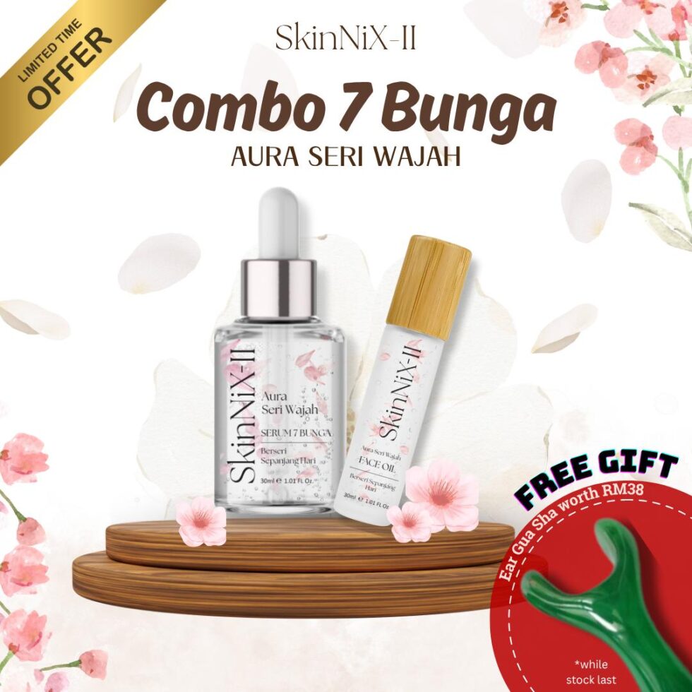 SkinNiX-II COMBO 7 Bunga Serum dan Face Oil.(Free Gua Sha Ear)