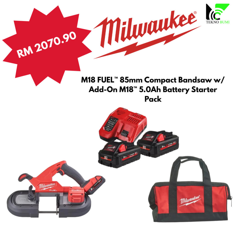 Milwaukee M18 FUEL™ 85mm Compact Bandsaw w/ Add-On M18™ 5.0Ah Battery Starter Pack