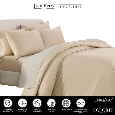 Jean Perry Colorie Fitted Bedsheet Set (without Comforter / Quilt Cover) - 100% Combed Cotton Sateen - 1000TC
