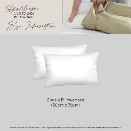 Novelle Spectrum Colours Pillowcases - Cotton Non-Iron 900TC | 2pcs | Easy Care | 48cm x 74cm