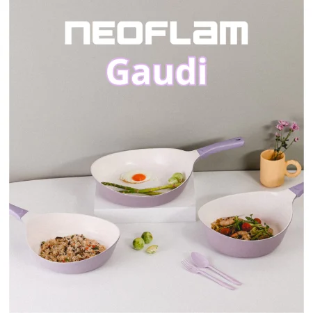 NEOFLAM GAUDI Healthy Ceramic Coating Frypan (24cm) + Wok Set (28cm)