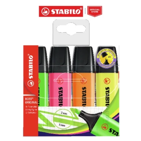 STABILO BOSS ORIGINAL Highlighter Deskset 15 & Wallet of 4/6/8 Stationery Marker Pen Set Writing Utensils - Novelty